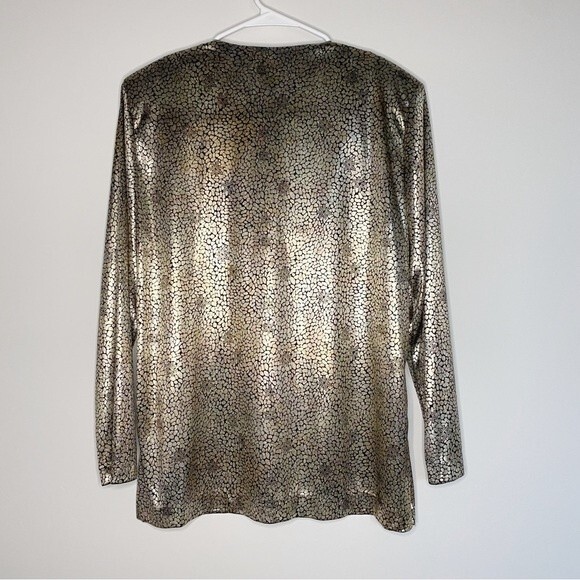 Jordan Ari Vintage Metallic Gold Semi Sheer Blazer with Shoulder Pads Size M - Picture 4 of 8
